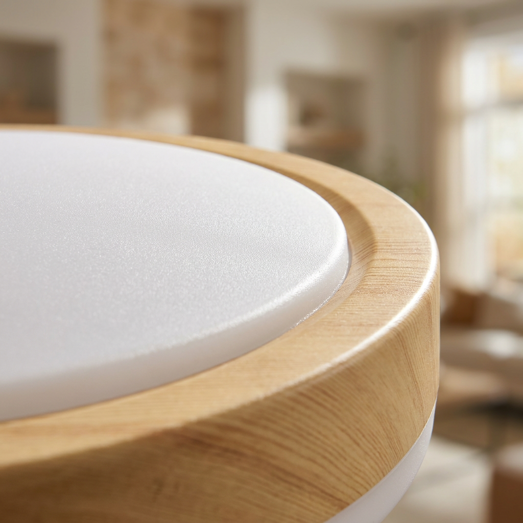 Plafonnier LED Acier Composite Blanc | Gandava — gros plan sur la matiere et la finition
