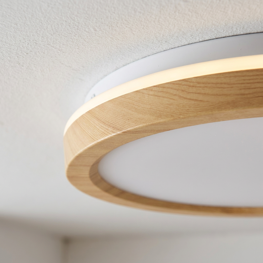 Plafonnier LED Acier Composite Blanc | Gandava — detail du bord et de la fixation au plafond