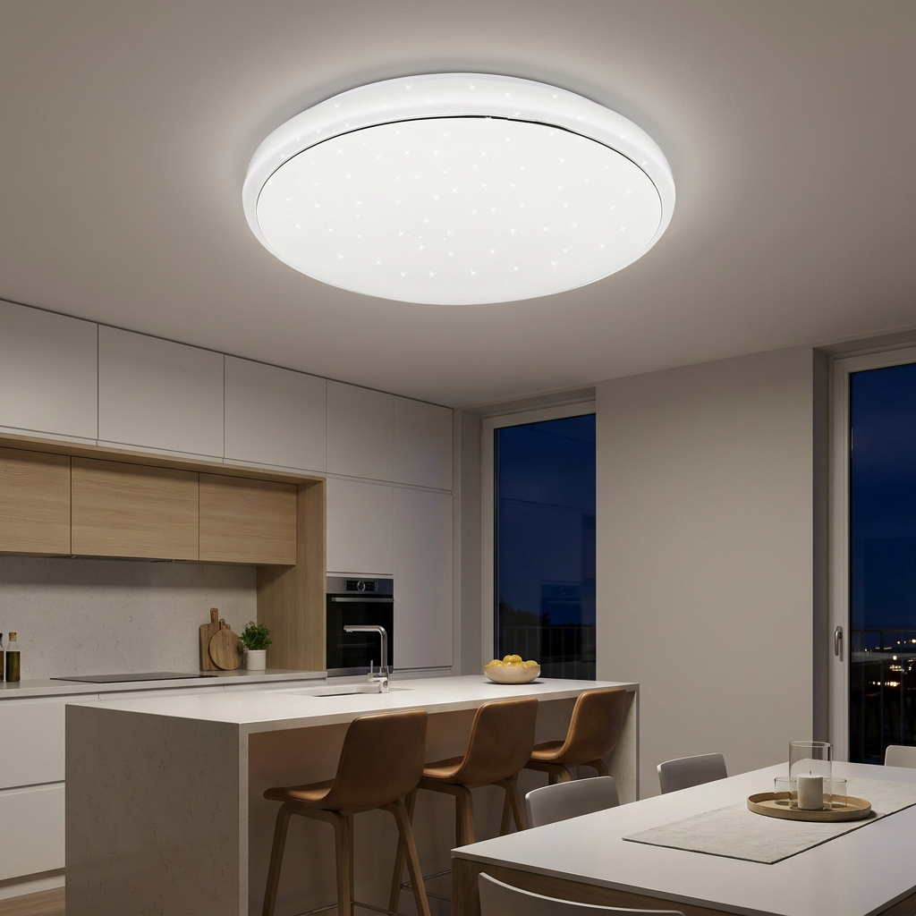Plafonnier LED Acier Composite Blanc | Jasper — allume le soir, ambiance chaleureuse, eclairage du plafond