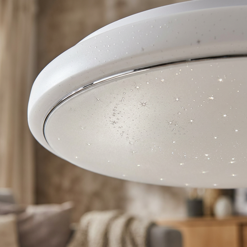 Plafonnier LED Acier Composite Blanc | Jasper — gros plan sur la matiere et la finition