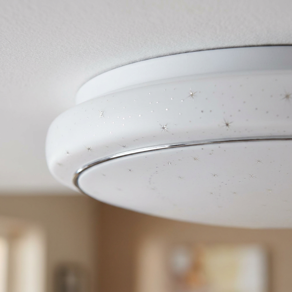 Plafonnier LED Acier Composite Blanc | Jasper — detail du bord et de la fixation au plafond