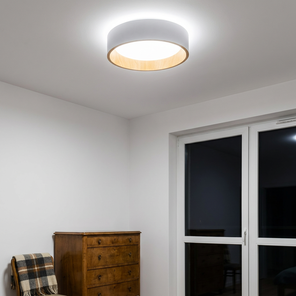 Plafonnier LED Acier Composite Blanc | Lazio — allume le soir, ambiance chaleureuse, eclairage du plafond