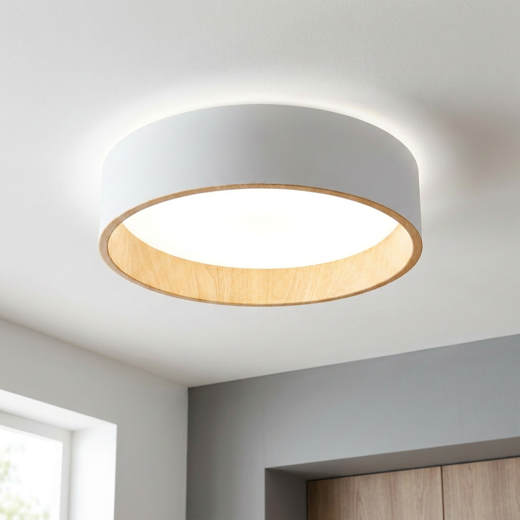 Plafonnier LED Acier Composite Blanc | Lazio — allume au plafond, halo lumineux