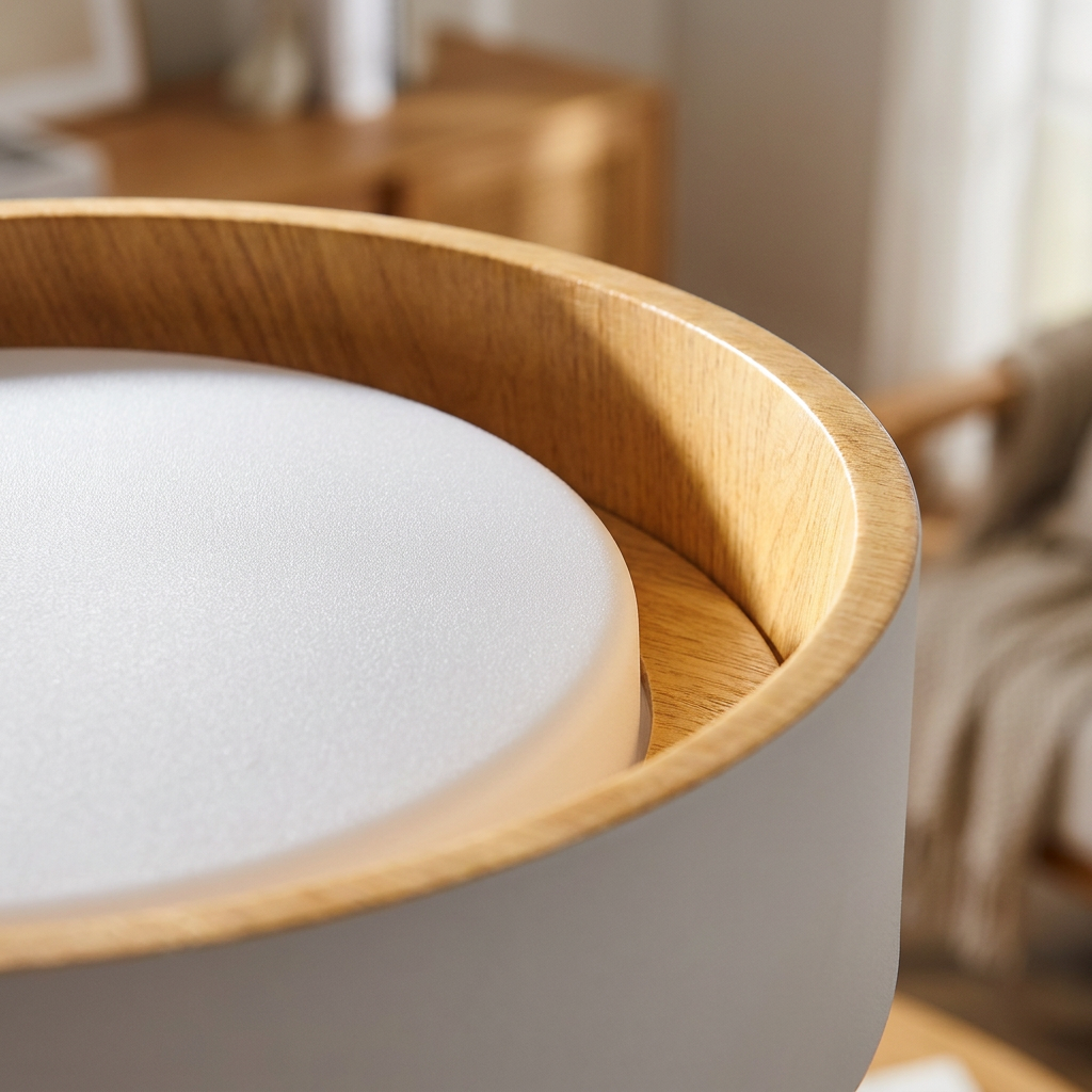 Plafonnier LED Acier Composite Blanc | Lazio — gros plan sur la matiere et la finition