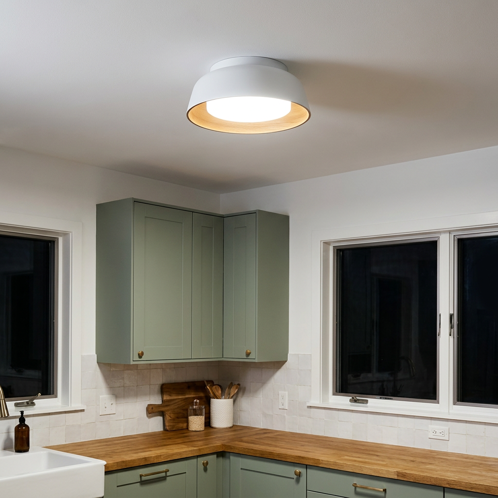Plafonnier LED Acier Composite Blanc | Liguria — allume le soir, ambiance chaleureuse, eclairage du plafond