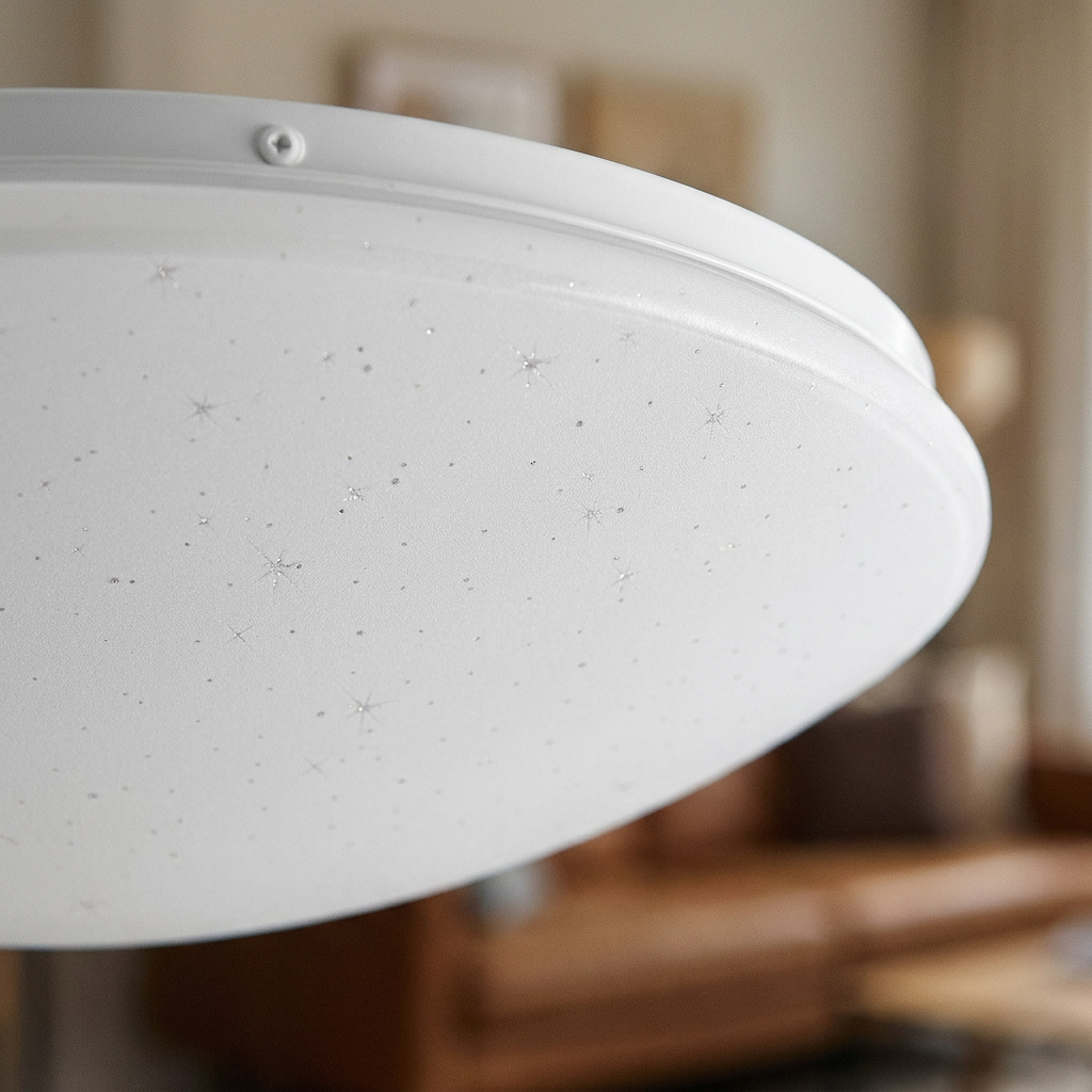 Plafonnier LED Acier Composite Blanc | Magnus — gros plan sur la matiere et la finition