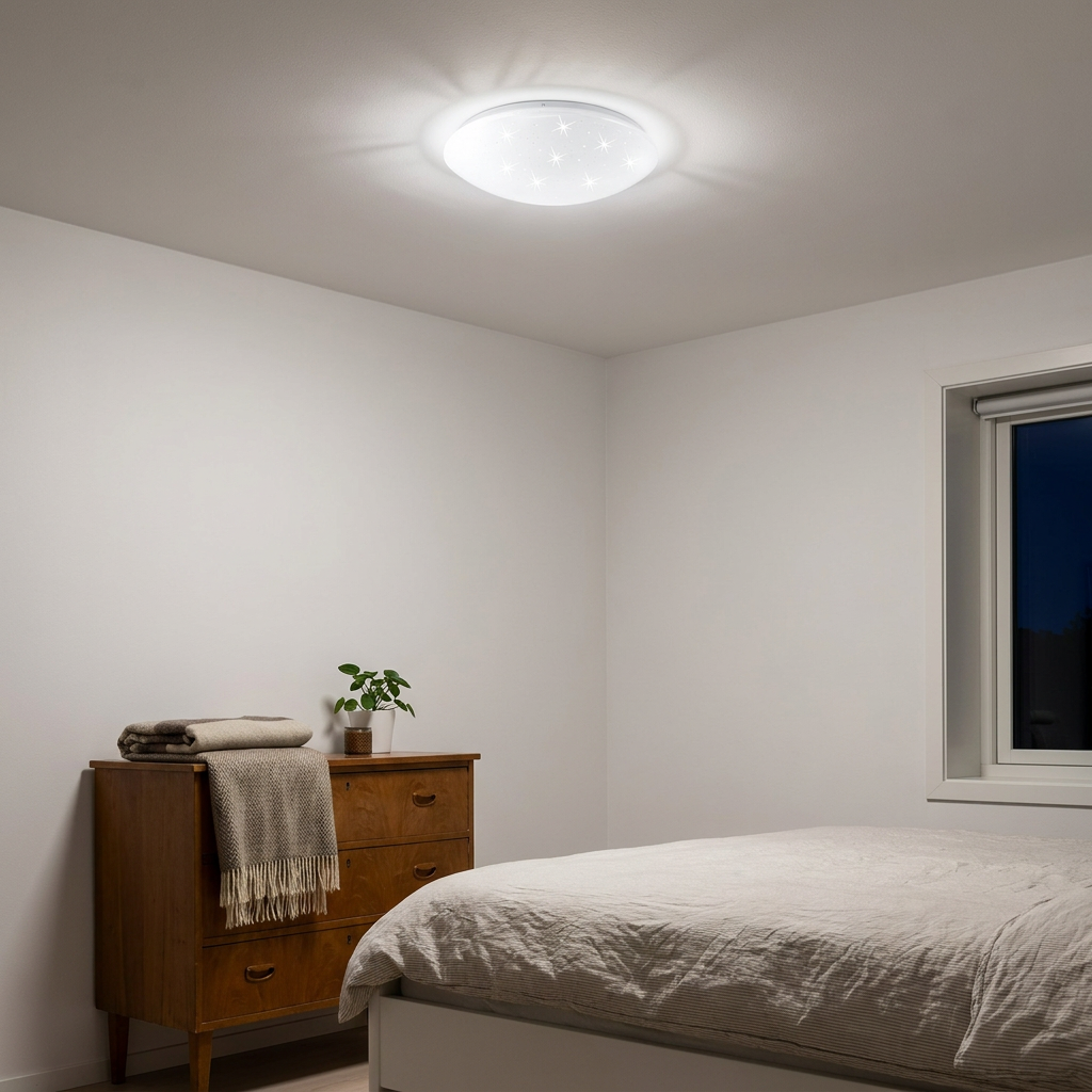 Plafonnier LED Acier Composite Blanc | Magnus — allume le soir, ambiance chaleureuse, eclairage du plafond