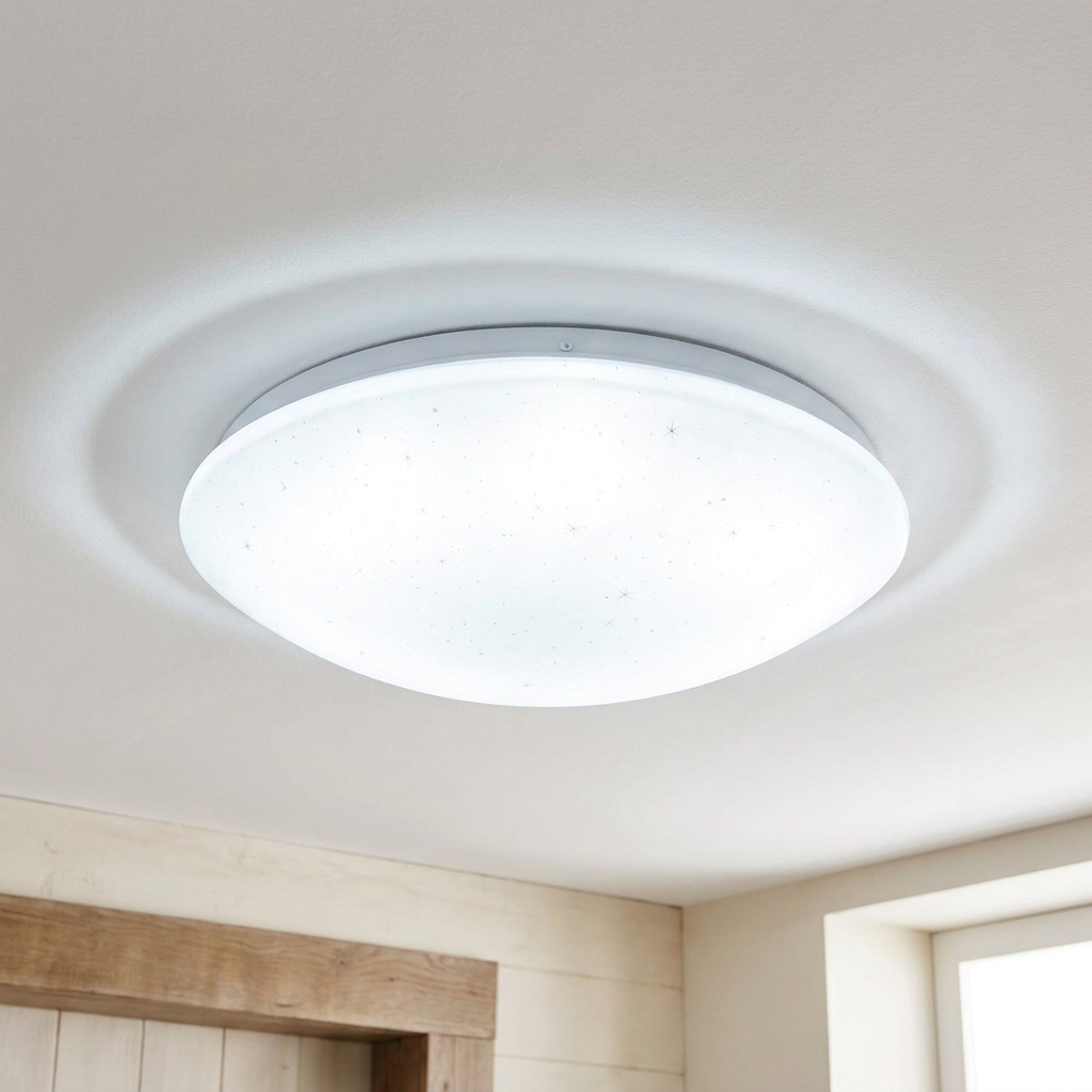 Plafonnier LED Acier Composite Blanc | Magnus — allume au plafond, halo lumineux