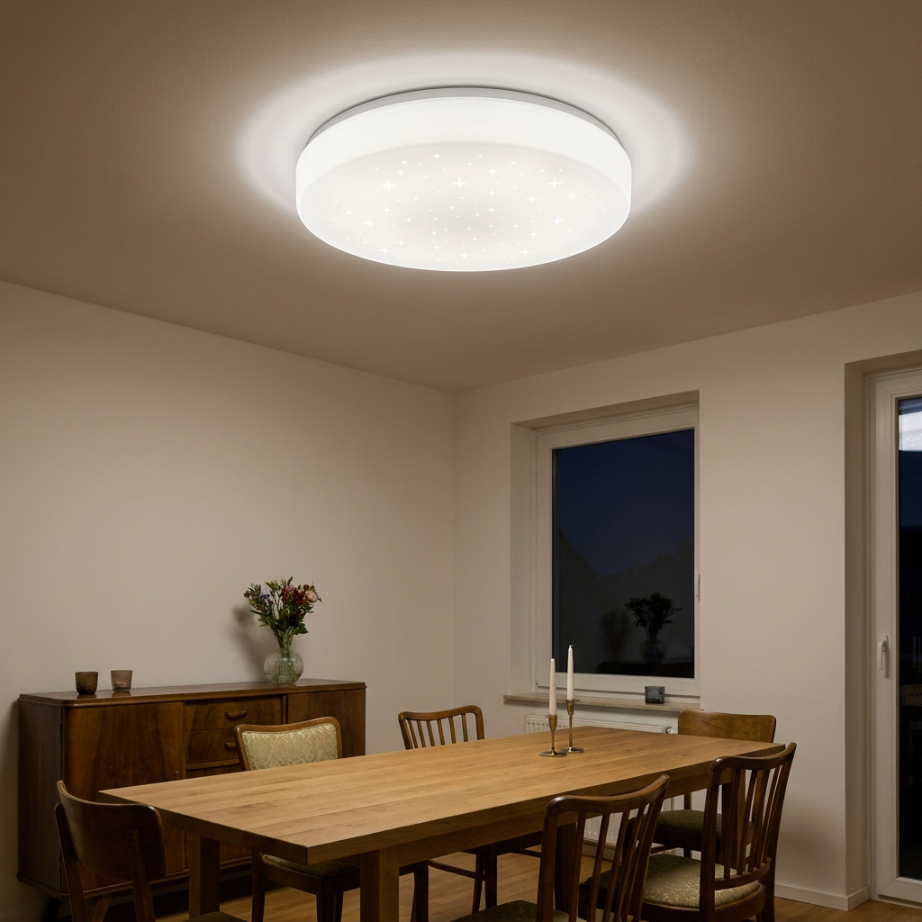 Plafonnier LED Acier Composite Blanc | Magnus — allume le soir, ambiance chaleureuse, eclairage du plafond