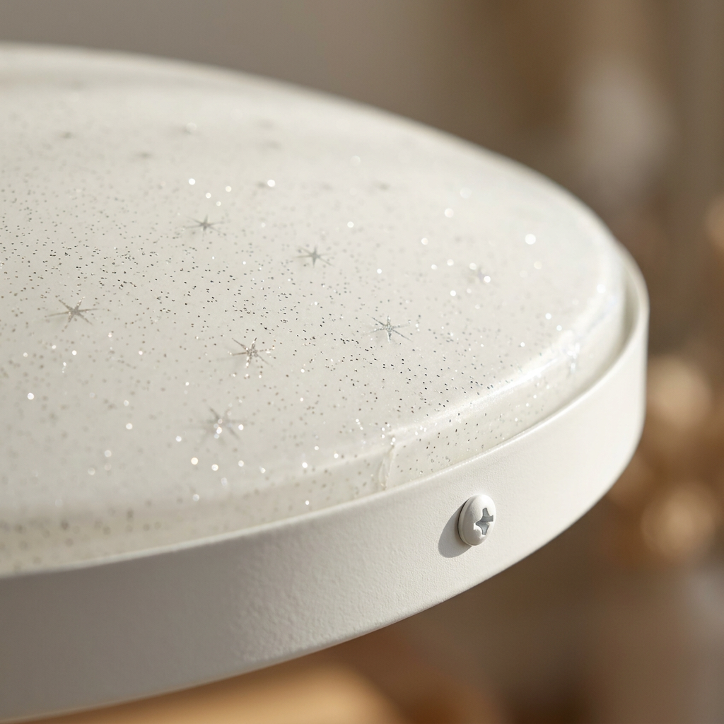 Plafonnier LED Acier Composite Blanc | Magnus — gros plan sur la matiere et la finition