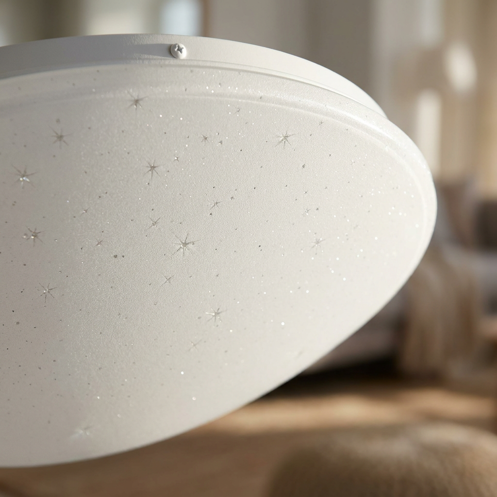 Plafonnier LED Acier Composite Blanc | Magnus — gros plan sur la matiere et la finition
