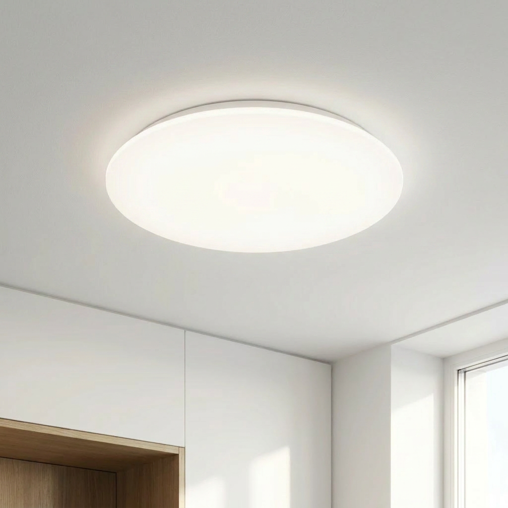 Plafonnier LED Acier Composite Blanc | Mega — allume au plafond, halo lumineux