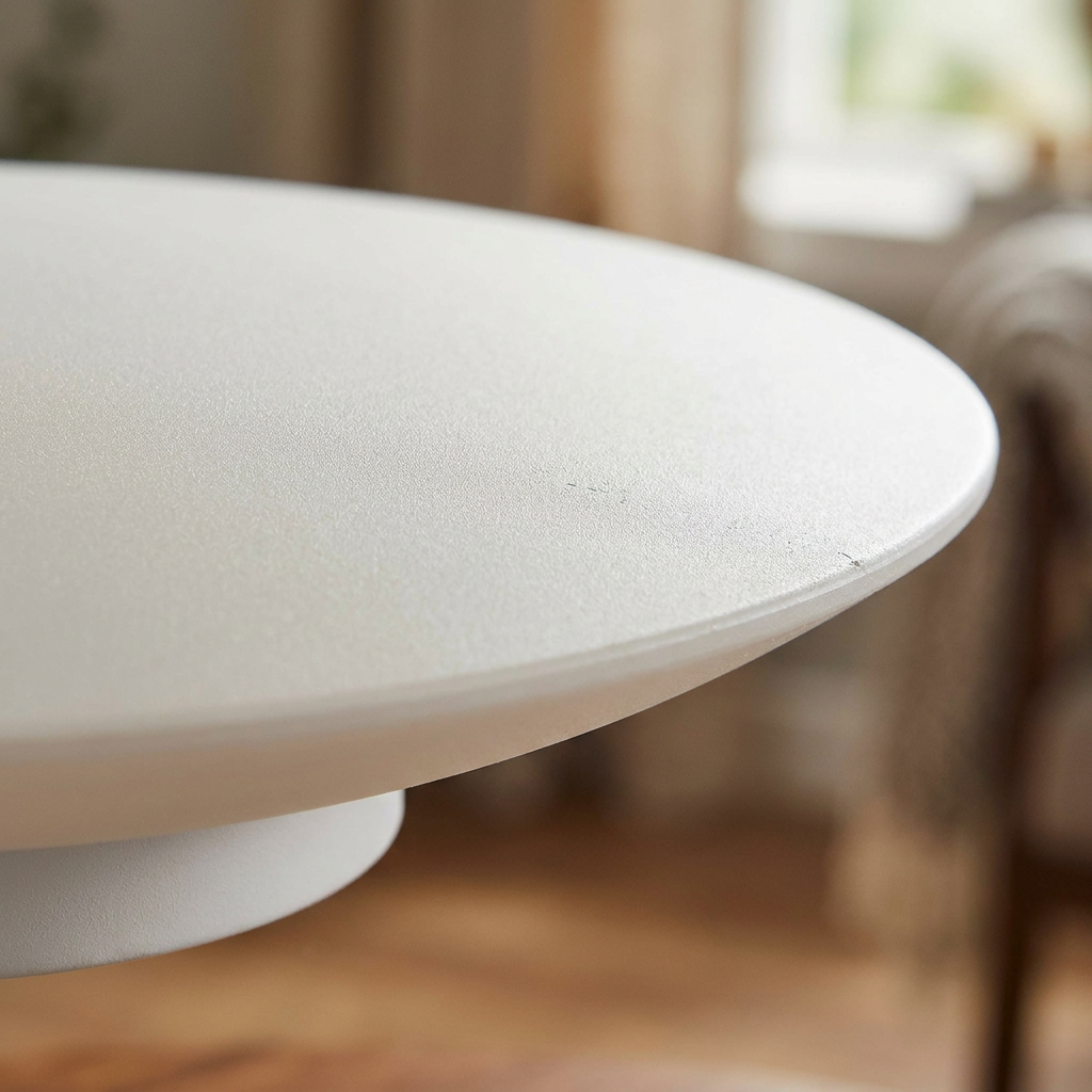 Plafonnier LED Acier Composite Blanc | Mega — gros plan sur la matiere et la finition