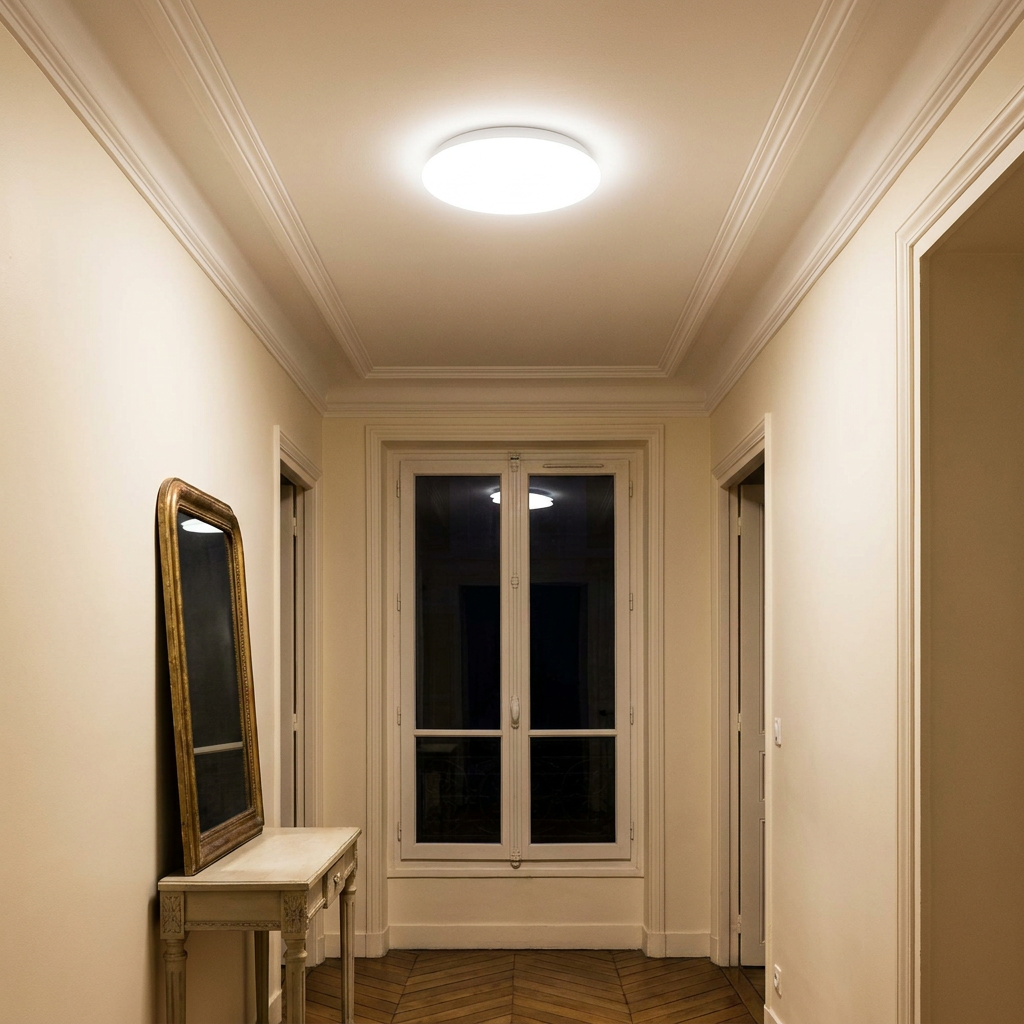 Plafonnier LED Acier Composite Blanc | Mega — allume le soir, ambiance chaleureuse, eclairage du plafond