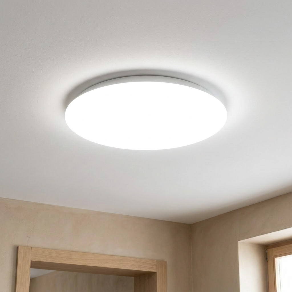 Plafonnier LED Acier Composite Blanc | Mega — allume au plafond, halo lumineux