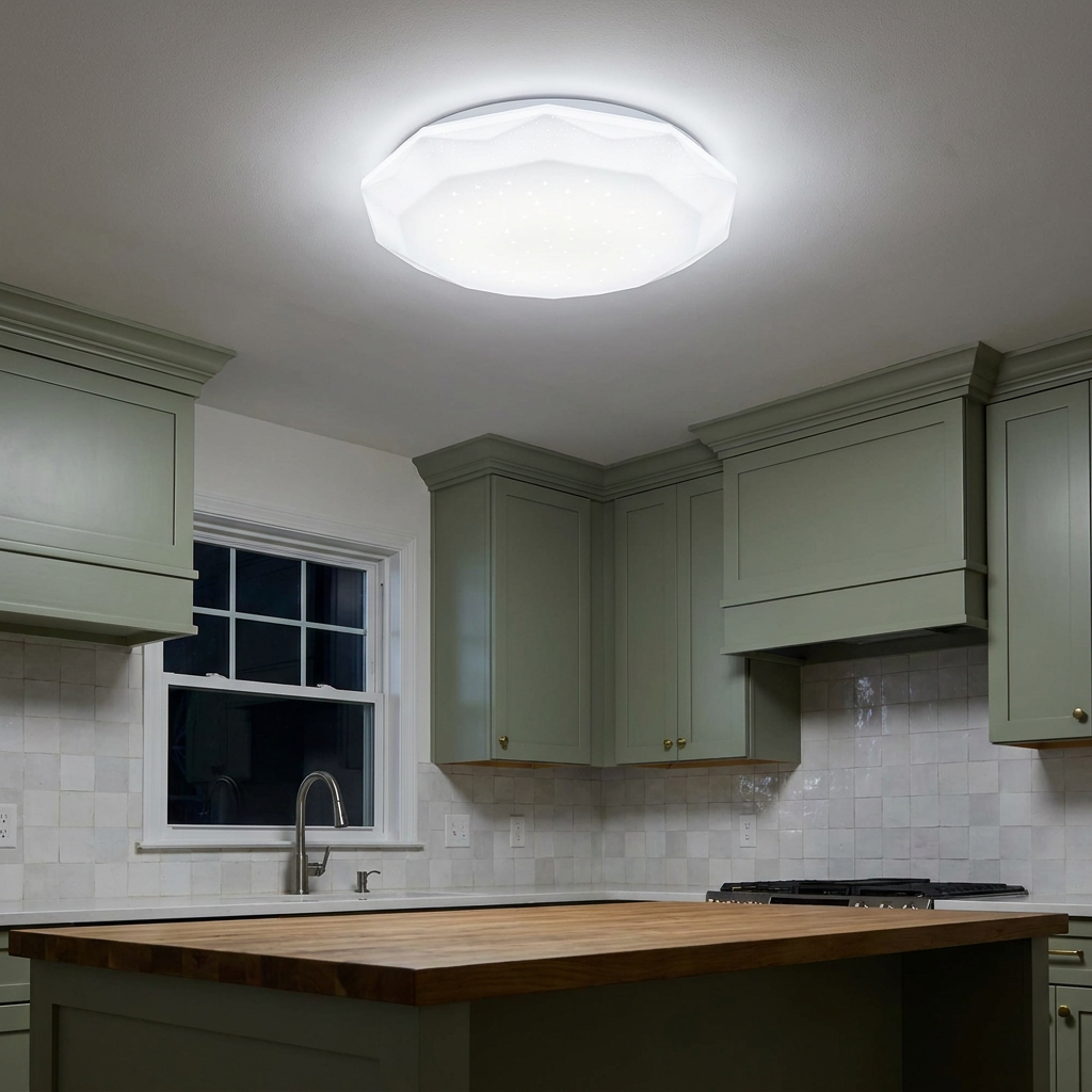 Plafonnier LED Acier Composite Blanc | Sky — allume le soir, ambiance chaleureuse, eclairage du plafond