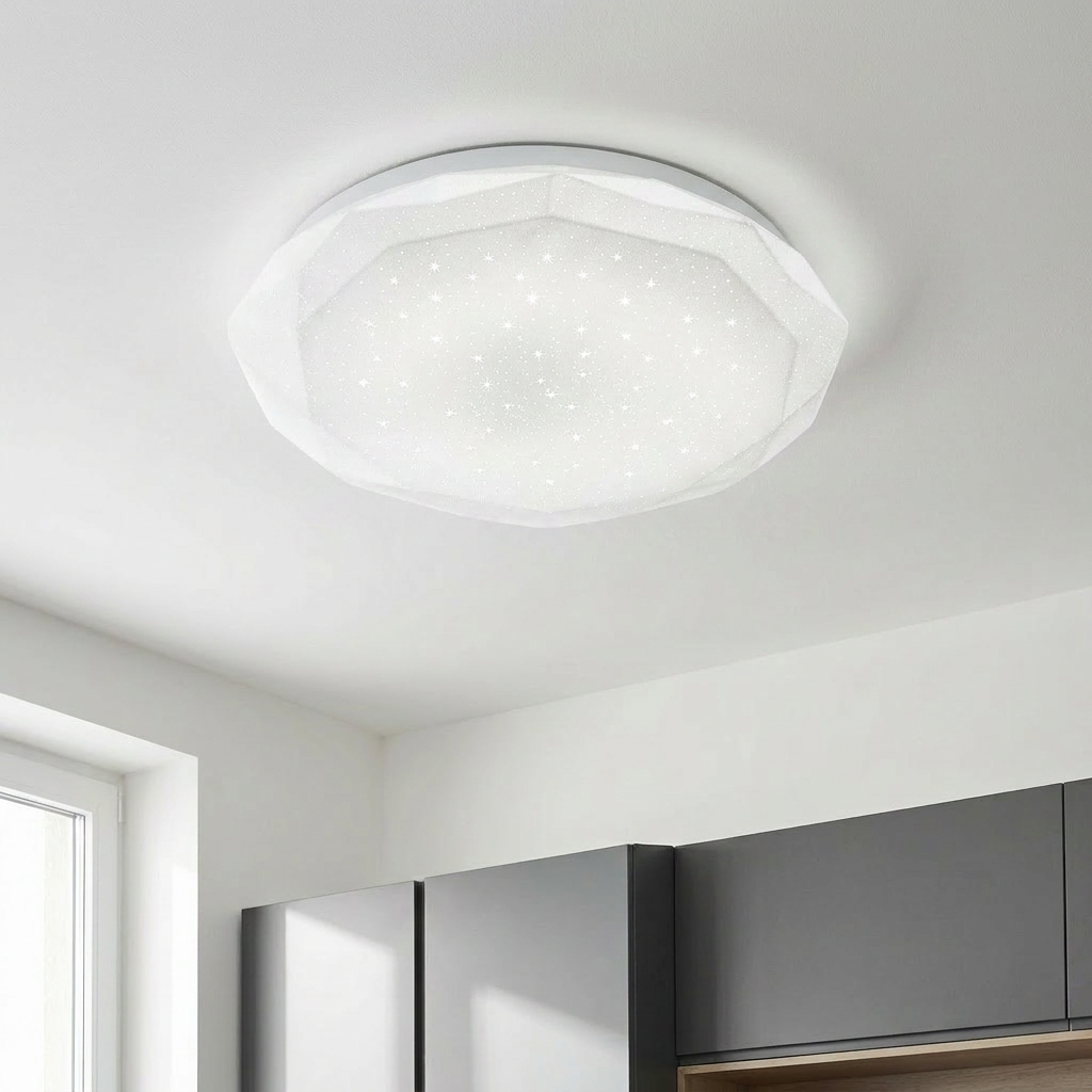 Plafonnier LED Acier Composite Blanc | Sky — allume au plafond, halo lumineux