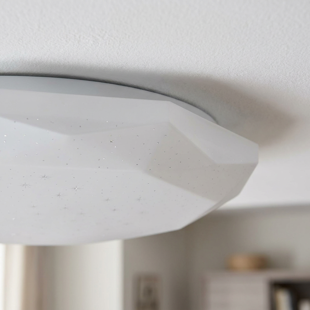 Plafonnier LED Acier Composite Blanc | Sky — detail du bord et de la fixation au plafond