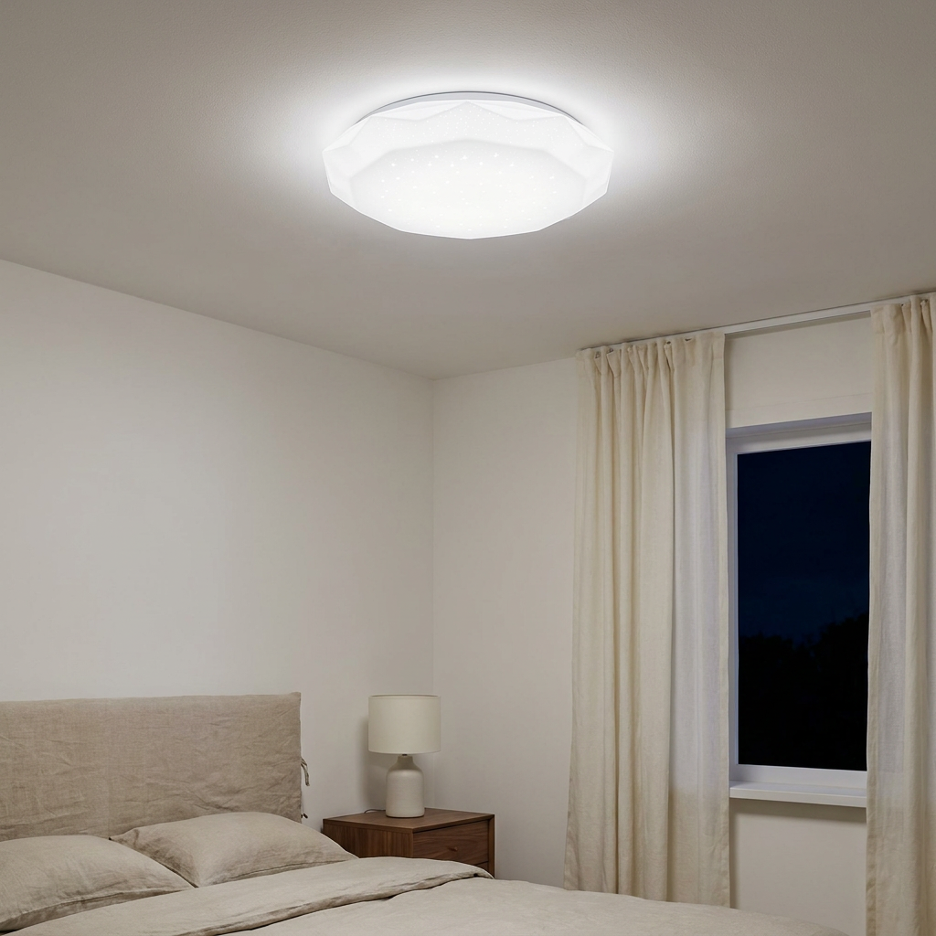 Plafonnier LED Acier Composite Blanc | Sky — allume le soir, ambiance chaleureuse, eclairage du plafond