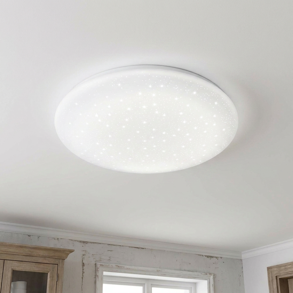 Plafonnier LED Acier Composite Blanc | Sky — allume au plafond, halo lumineux
