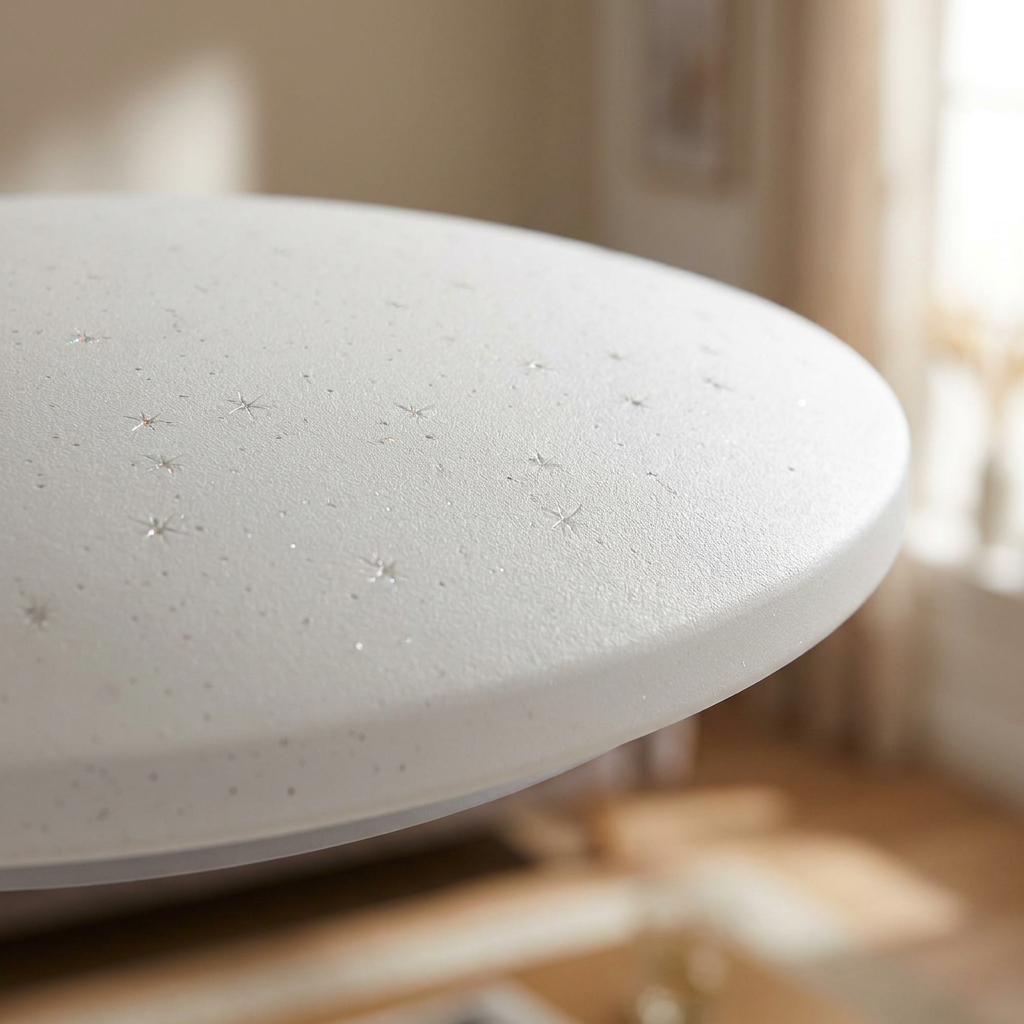 Plafonnier LED Acier Composite Blanc | Sky — gros plan sur la matiere et la finition