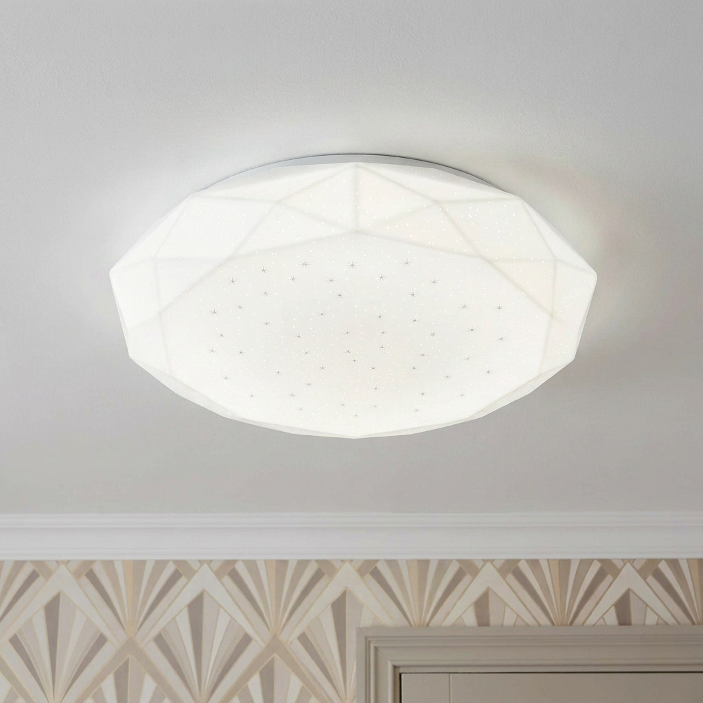 Plafonnier LED Acier Composite Blanc | Sky — allume au plafond, halo lumineux