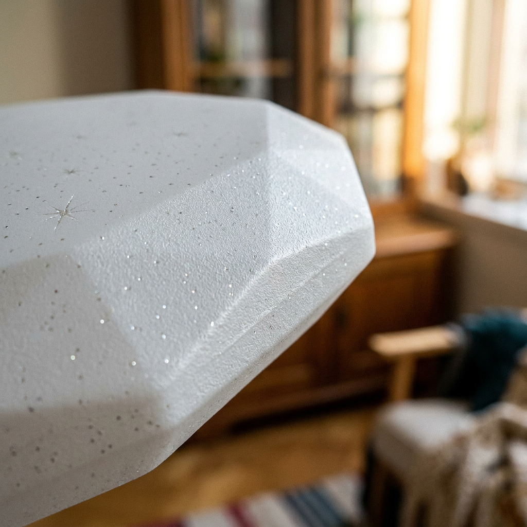 Plafonnier LED Acier Composite Blanc | Sky — gros plan sur la matiere et la finition