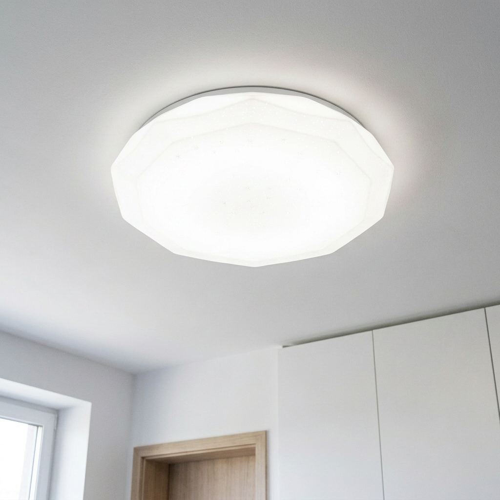 Plafonnier LED Acier Composite Blanc | Sky — allume au plafond, halo lumineux