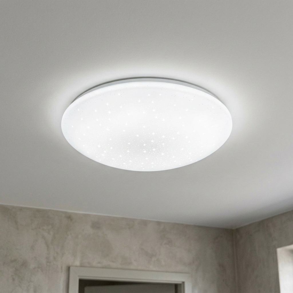 Plafonnier LED Acier Composite Blanc | Sky — allume au plafond, halo lumineux