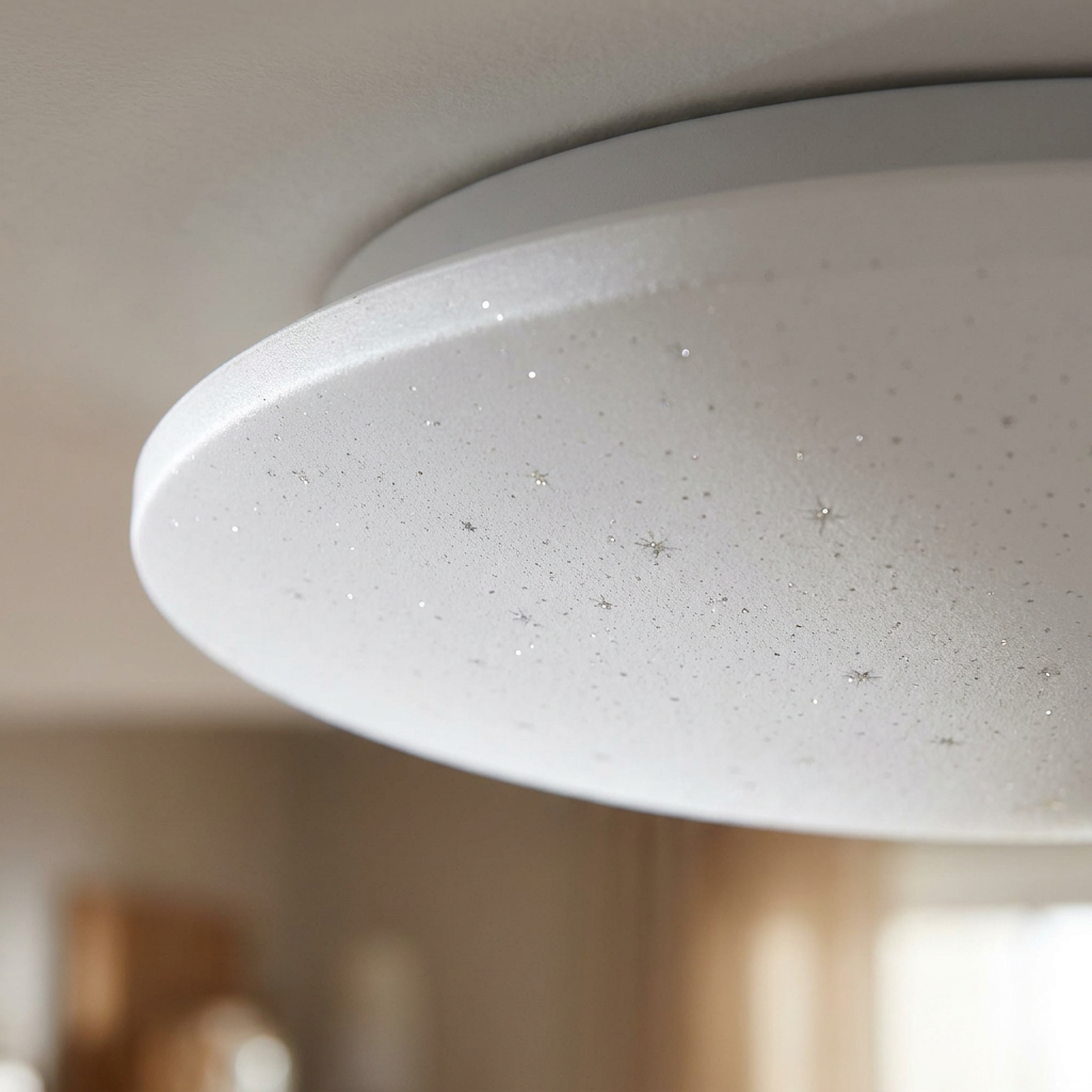 Plafonnier LED Acier Composite Blanc | Sky — gros plan sur la matiere et la finition