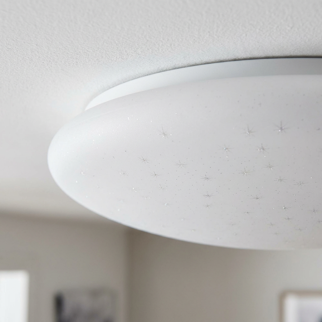 Plafonnier LED Acier Composite Blanc | Sky — detail du bord et de la fixation au plafond
