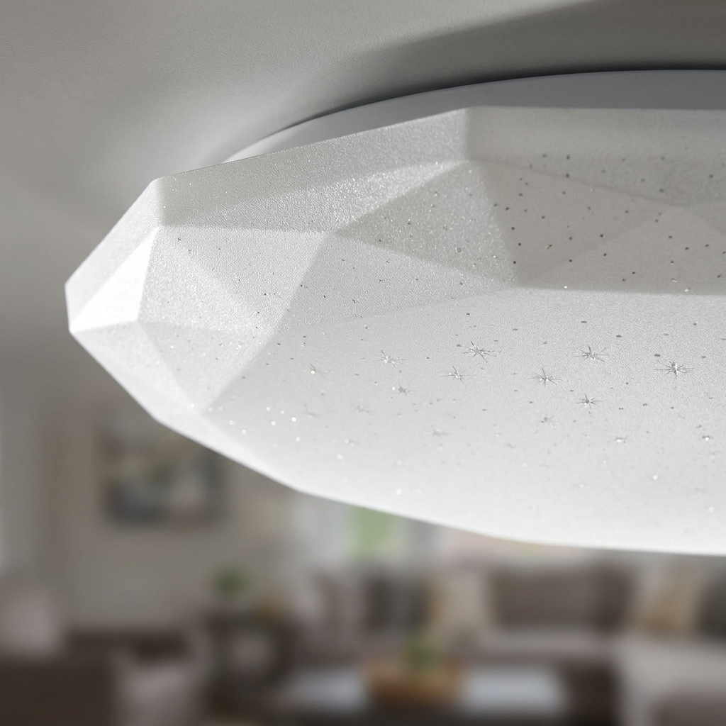 Plafonnier LED Acier Composite Blanc | Sky — gros plan sur la matiere et la finition