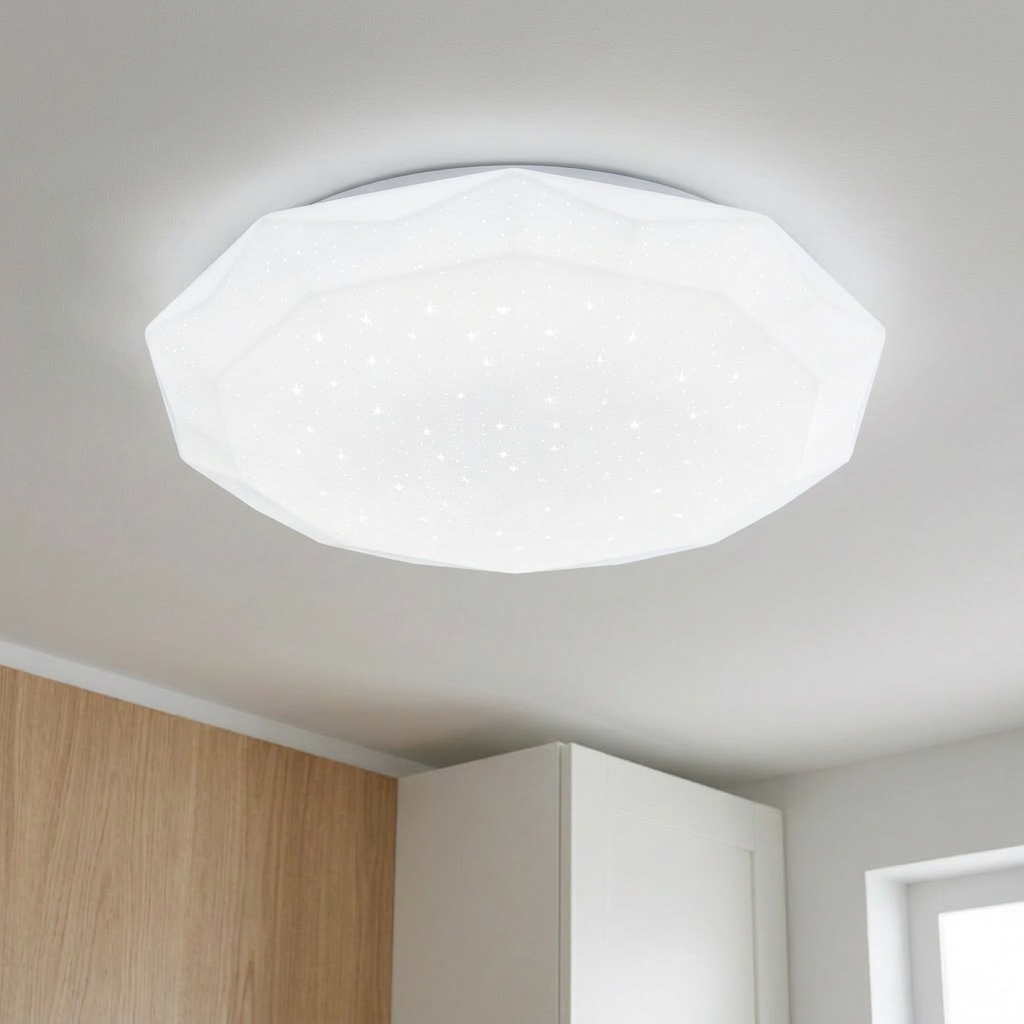 Plafonnier LED Acier Composite Blanc | Sky — allume au plafond, halo lumineux