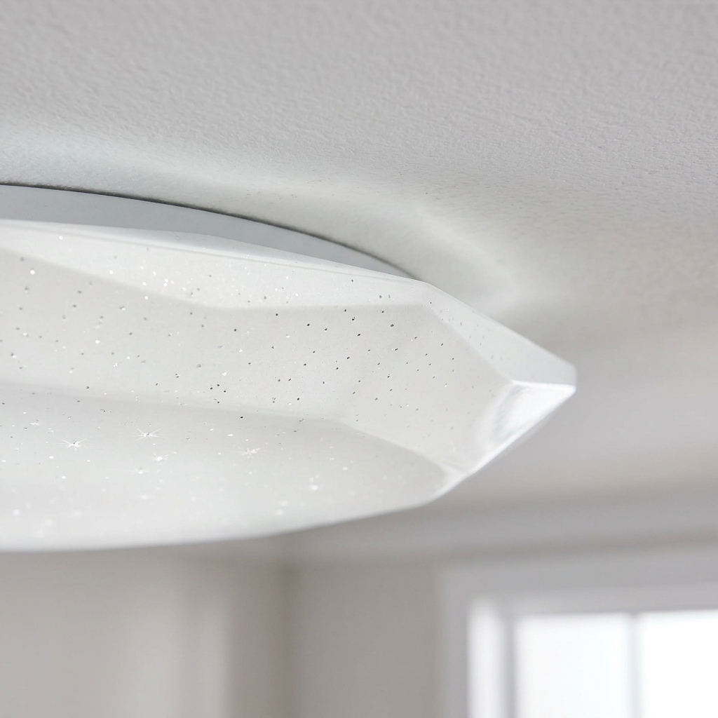 Plafonnier LED Acier Composite Blanc | Sky — detail du bord et de la fixation au plafond