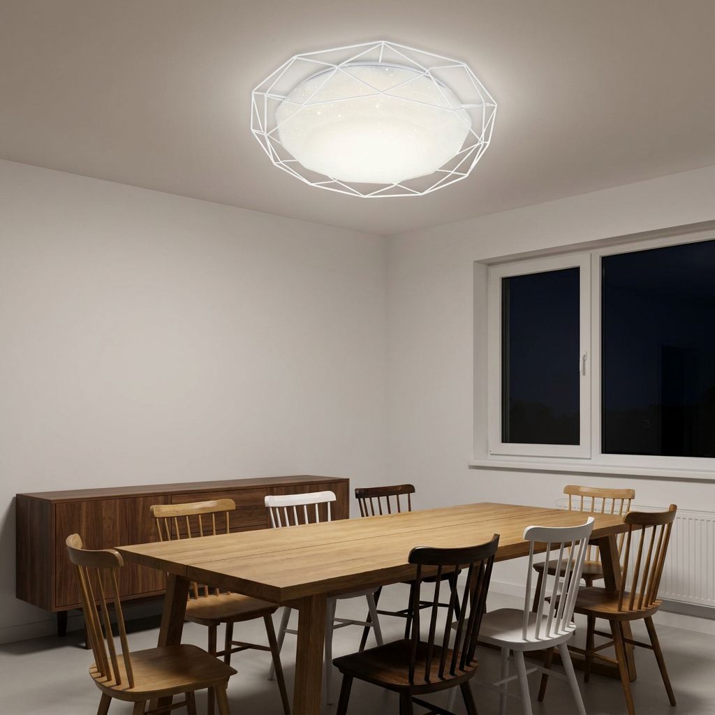 Plafonnier LED Acier Composite Blanc | Sven — allume le soir, ambiance chaleureuse, eclairage du plafond