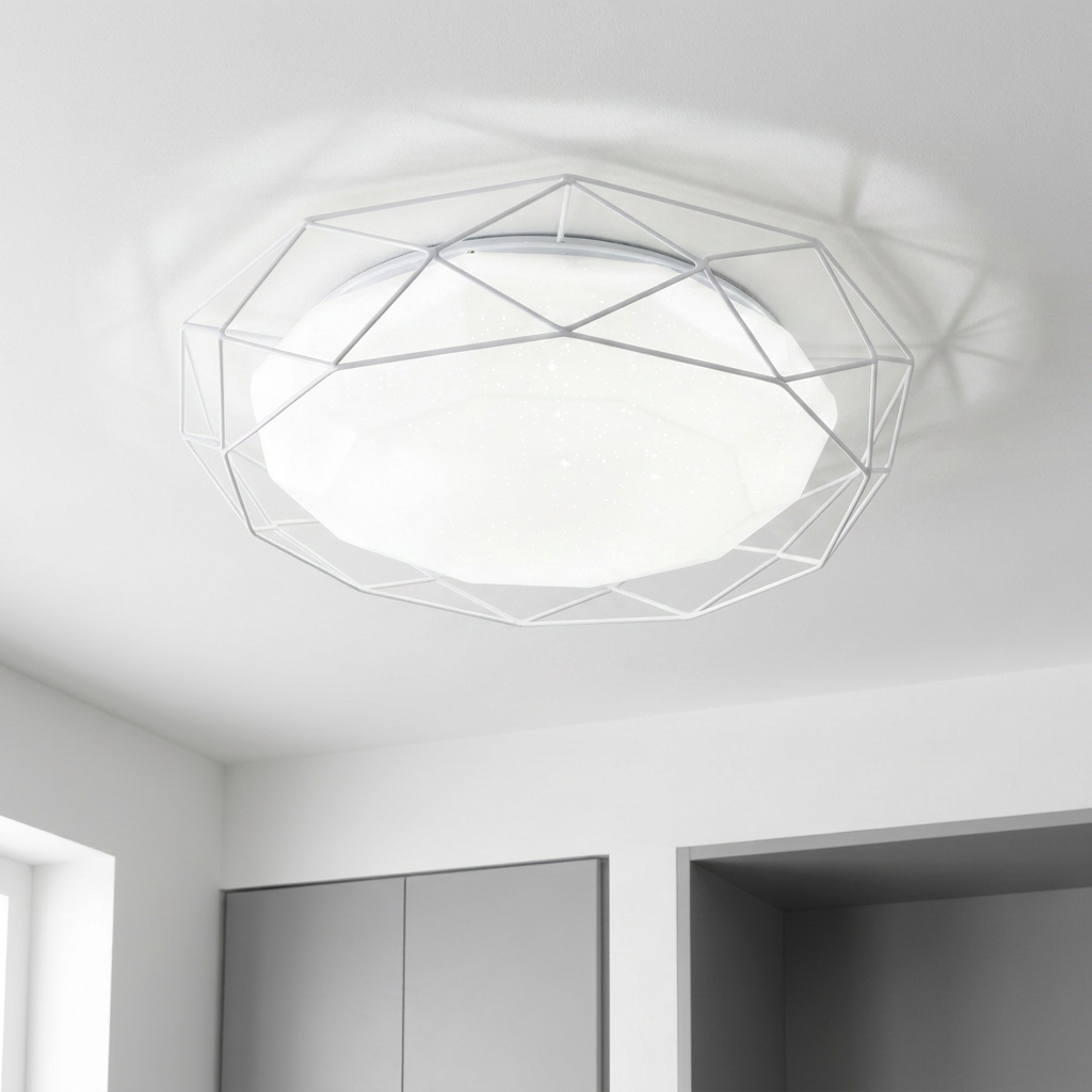 Plafonnier LED Acier Composite Blanc | Sven — allume au plafond, halo lumineux