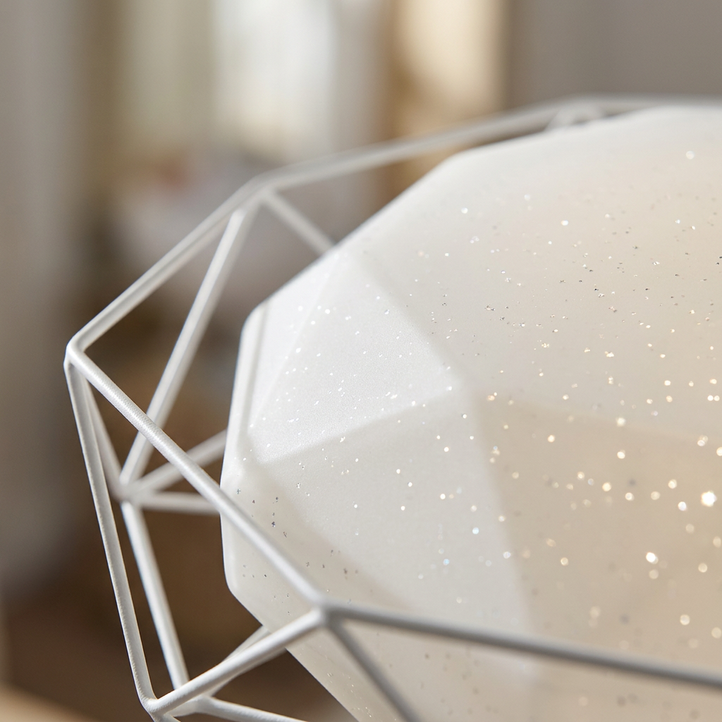 Plafonnier LED Acier Composite Blanc | Sven — gros plan sur la matiere et la finition