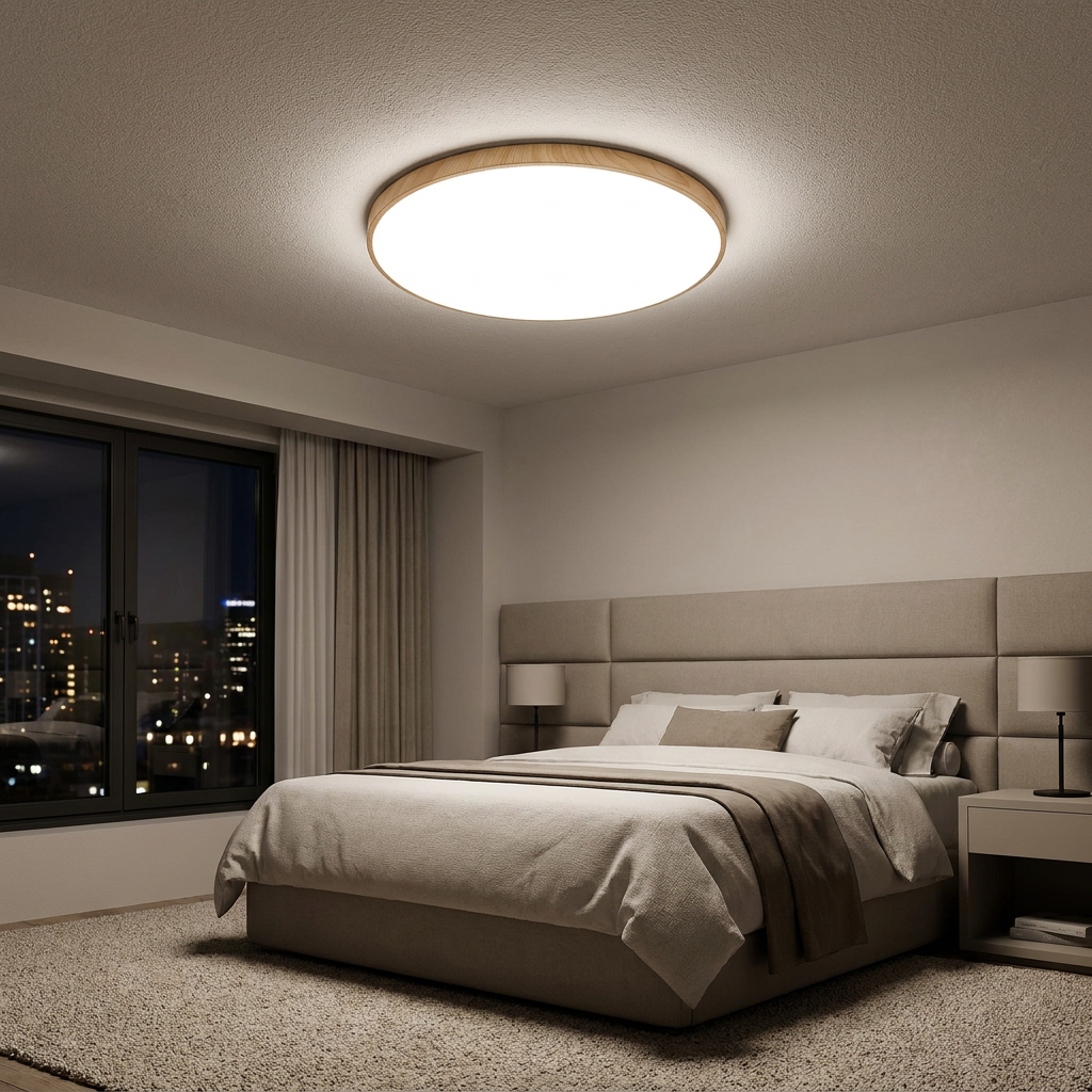 Plafonnier LED Acier Composite Blanc | Tens — allume le soir, ambiance chaleureuse, eclairage du plafond