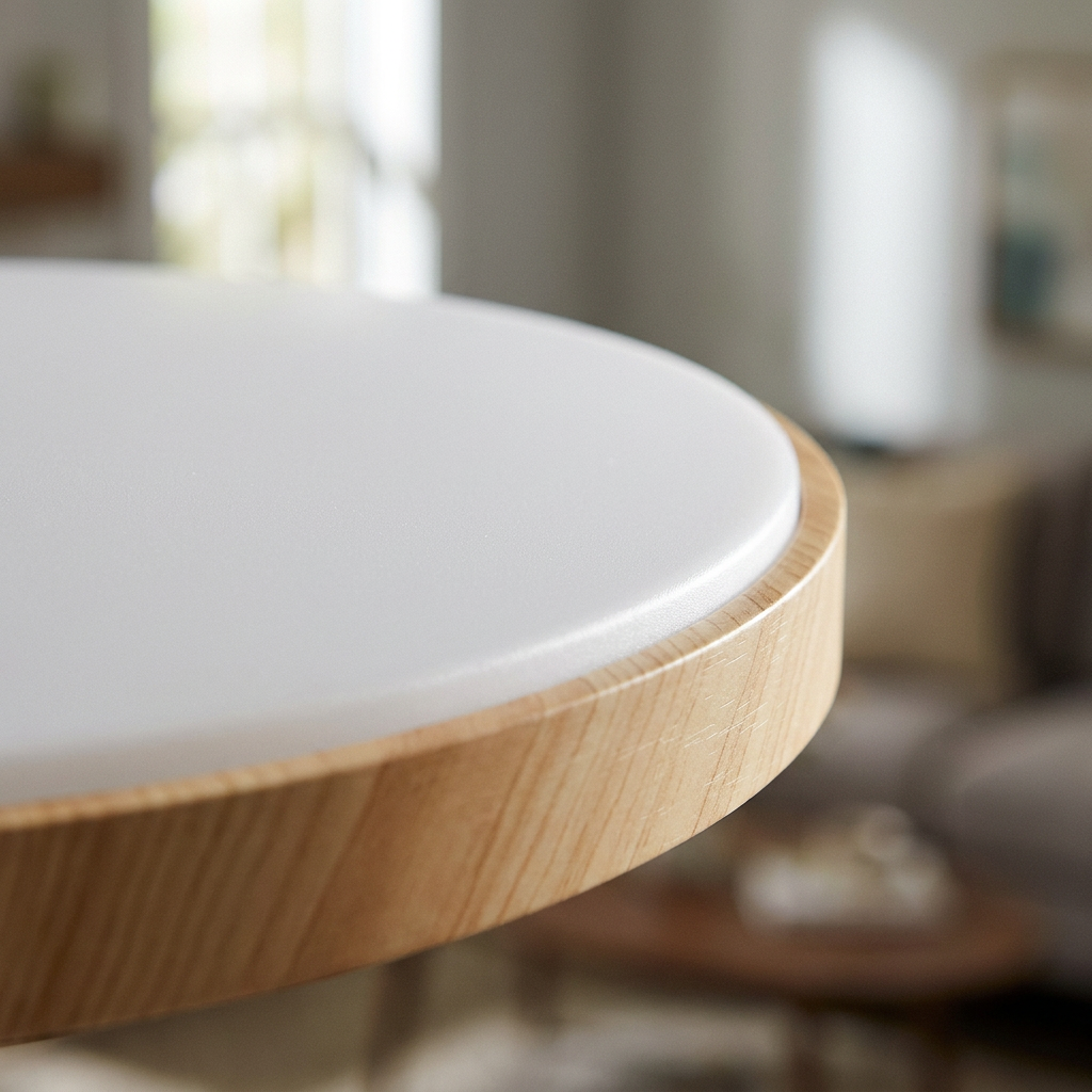 Plafonnier LED Acier Composite Blanc | Tens — gros plan sur la matiere et la finition
