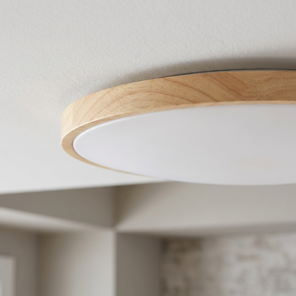 Plafonnier LED Acier Composite Blanc | Tens — detail du bord et de la fixation au plafond
