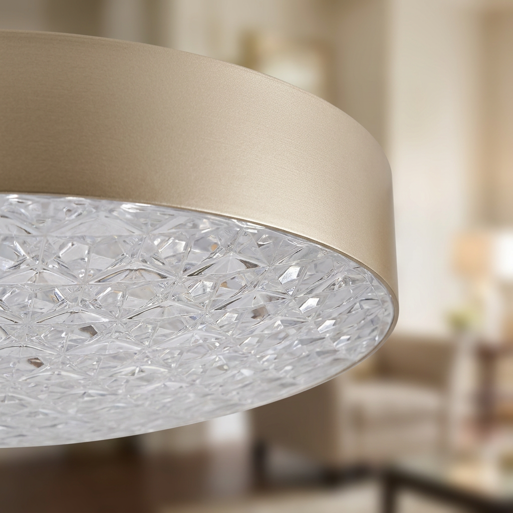 Plafonnier LED Acier Composite Doré | Luxon — gros plan sur la matiere et la finition
