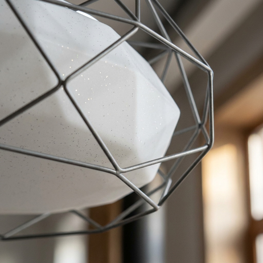 Plafonnier LED Acier Composite Gris | Sven — gros plan sur la matiere et la finition