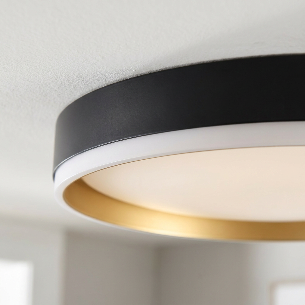 Plafonnier LED Acier Composite | Manhattan — detail du bord et de la fixation au plafond