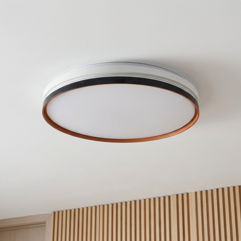 Plafonnier LED Acier Composite | Montana — vu de dessous, fixe au plafond, eteint