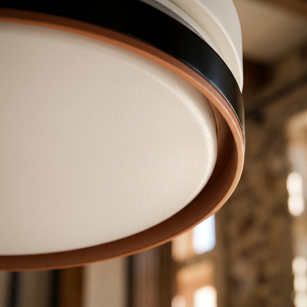 Plafonnier LED Acier Composite | Montana — gros plan sur la matiere et la finition
