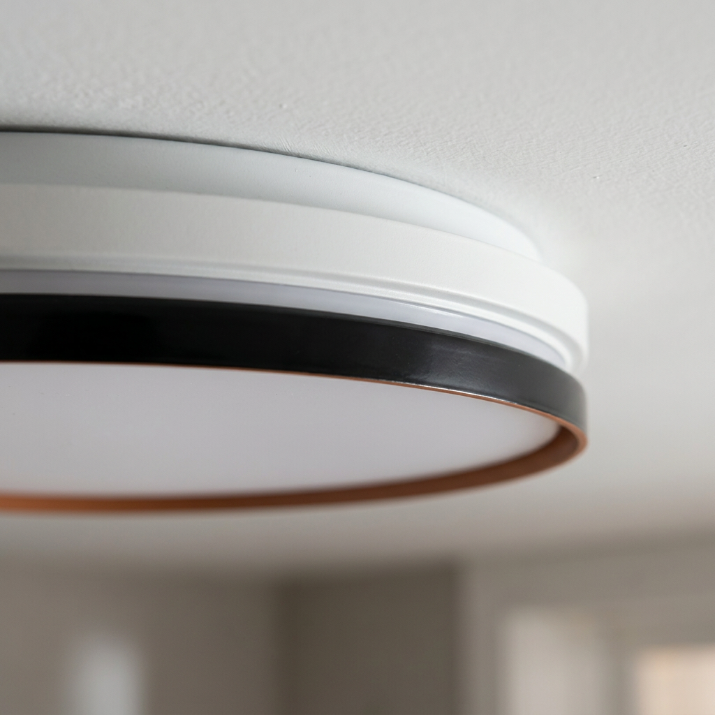 Plafonnier LED Acier Composite | Montana — detail du bord et de la fixation au plafond