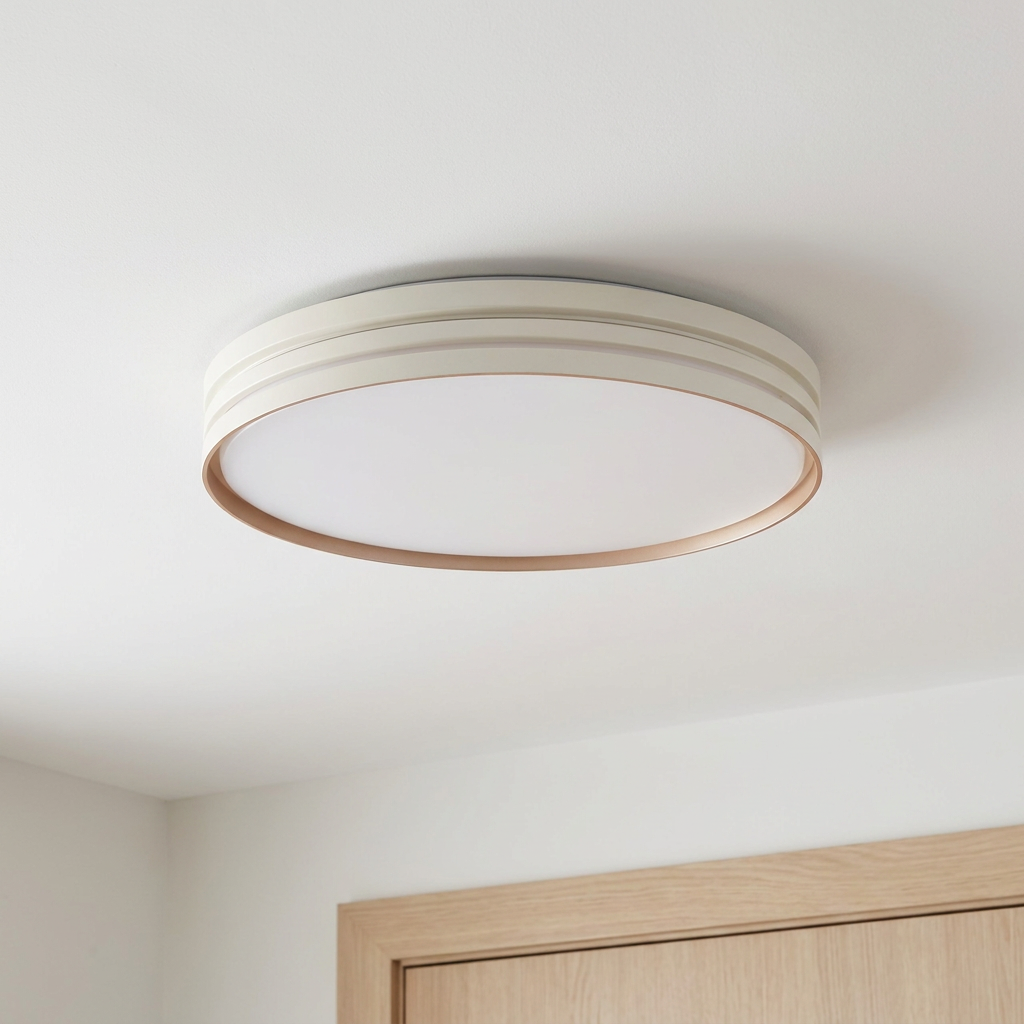 Plafonnier LED Acier Composite | Montana — vu de dessous, fixe au plafond, eteint