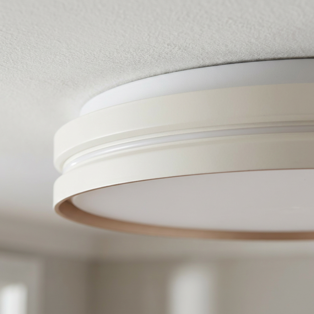 Plafonnier LED Acier Composite | Montana — detail du bord et de la fixation au plafond