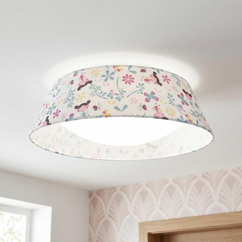 Plafonnier LED Acier Tissu Multicolour | Girl — allume au plafond, halo lumineux