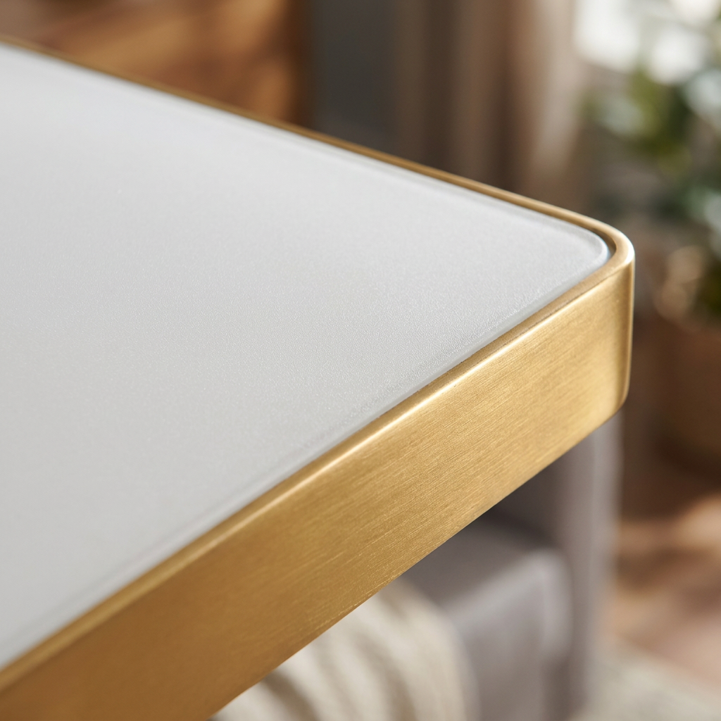 Plafonnier LED Acier Verre Laiton | Quattro — gros plan sur la matiere et la finition
